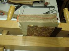 Sewing a headband.