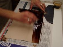 Staining the leather (calf).