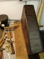 Very Large Bible rebacked in calf.