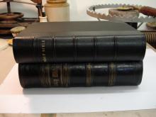 Two large bibles, one rebacked, and the other rebound.