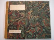 Bound book with slipcase, velum edges, marbled sides (velum taken from original binding.)