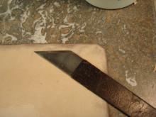 Leather stained and edge pared