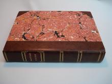 Painters Guide 1825, bound in half leather, stained calf, with hand marble sides, reproducing the original binding (which was water damaged).